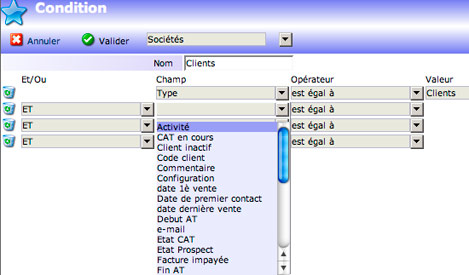 yellowbox CRM : gestion des tables et des champs