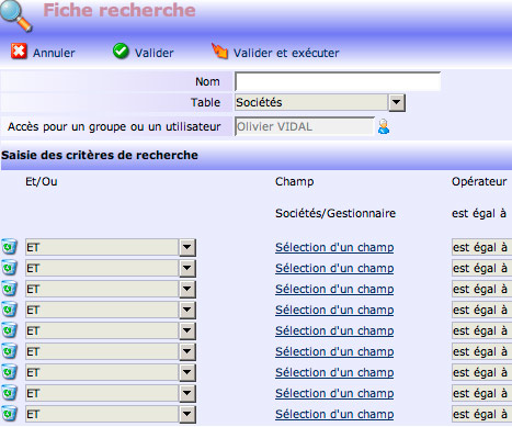 yellowbox CRM : fiche de recherche