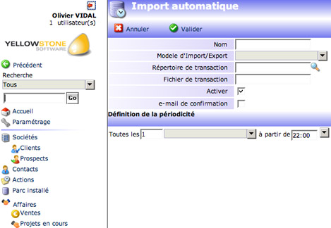 yellowbox CRM : import automatique